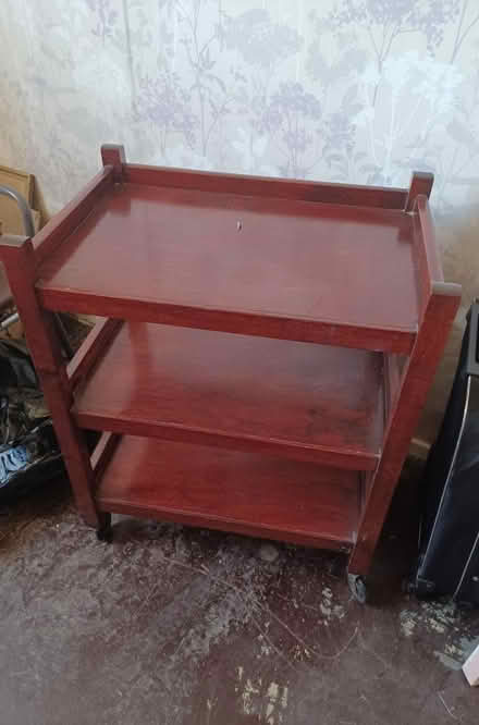 Photo of free Wooden shelving trolley on wheels (Brockworth) #3