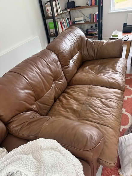 Photo of free 2 large leather sofas (Sudbourne IP12) #3