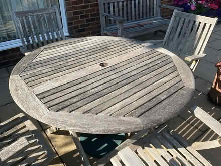Photo of free Wooden Garden furniture, table and 4 chairs (World's End RH15) #2