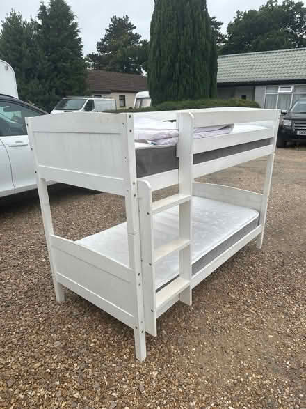 Photo of free bunk bed with mattresses (Heacham PE31) #1