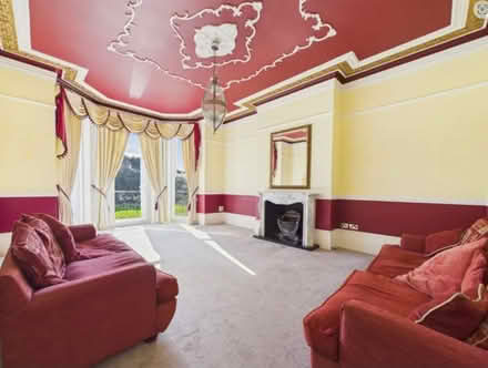 Photo of free Two Large Burgundy Sofas, Large Mirror & Silver Light Fitting (Folkestone CT20) #2