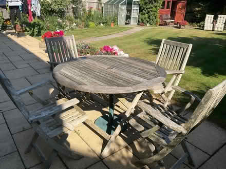 Photo of free Wooden Garden furniture, table and 4 chairs (World's End RH15) #3