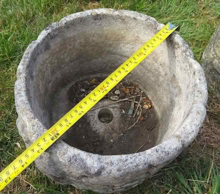 Photo of free two concrete garden planter tubs, squirrel motif (Addiscombe CR0) #3