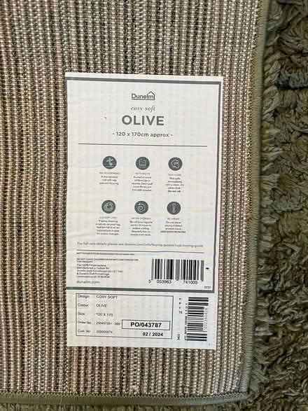 Photo of free Olive Green Dunelm rug 170x120cms (Kings Langley WD4) #3