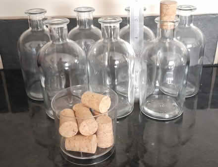 Photo of free 7 glass bottles with corks (Haslingfield CB23) #1