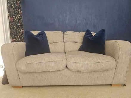 Photo of free 3 Seater+2 Seater Fabric Grey Sofa (Old Colwyn LL29) #1