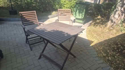 Photo of free Wooden outdoor table & 2 chair (Hertsmere WD6) #1