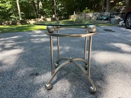 Photo of free Mod Metal Side Table w/Glass Top (Pound Ridge) #2