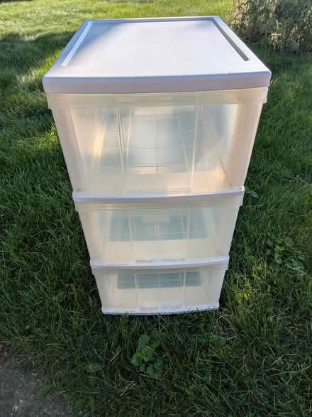 Photo of free Three drawer plastic storage piece (Plainfield, IL) #1