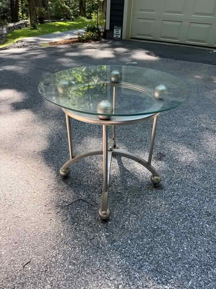 Photo of free Mod Metal Side Table w/Glass Top (Pound Ridge) #1