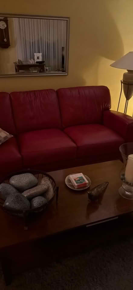 Photo of free Red Leather Sofa (Dearborn) #1