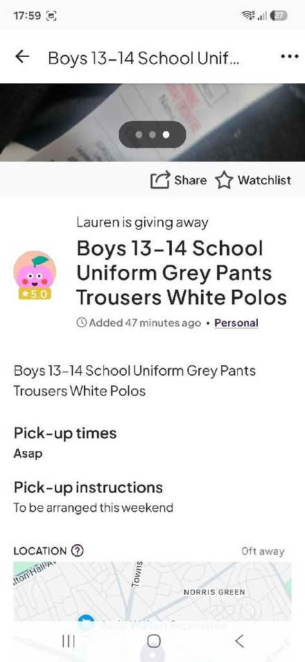 Photo of free Boys school uniform 13-14 polo grey pants (West Derby L11) #2