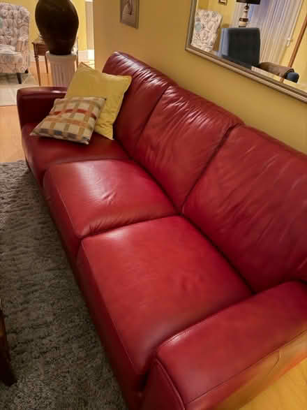 Photo of free Red Leather Sofa (Dearborn) #2