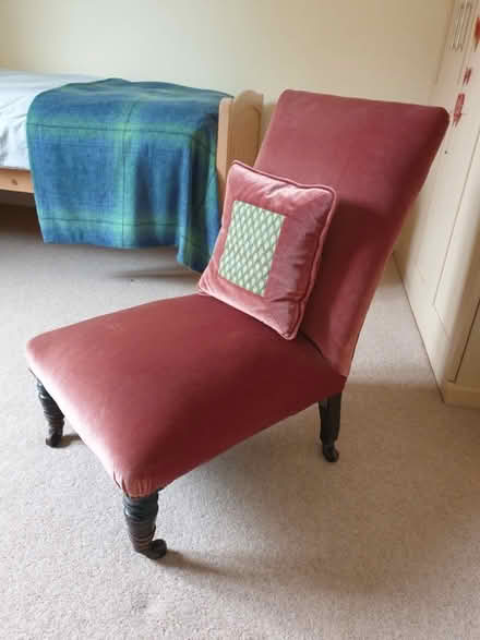 Photo of free Easy chair (low & old) and cushion (Trowbridge BA14) #1