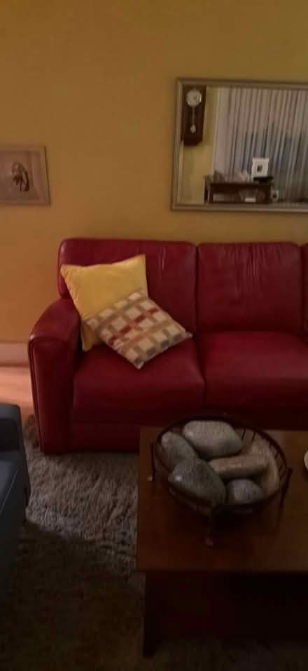 Photo of free Red Leather Sofa (Dearborn) #3
