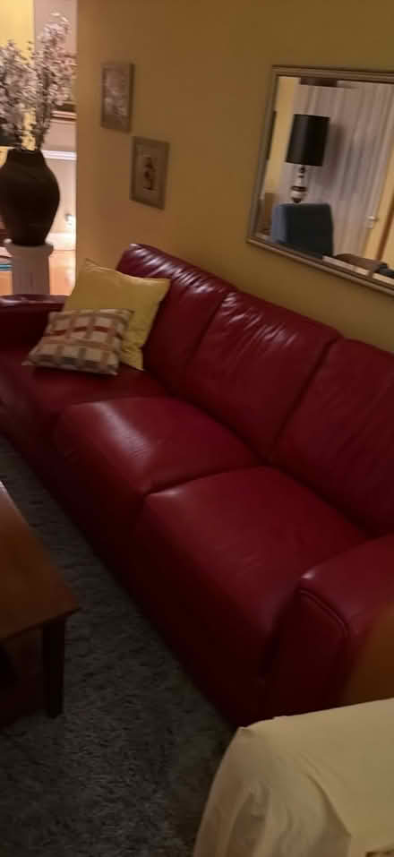 Photo of free Red Leather Sofa (Dearborn) #4