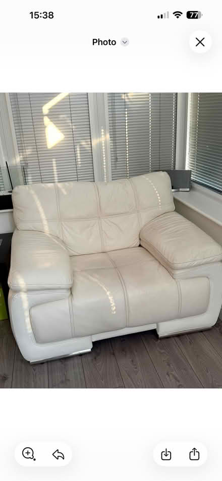 Photo of free White Leather Sofa & Chair (Handsworth S13) #2
