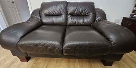 Photo of free Dark brown leather sofa (2 seater) (Hockley SS5) #1