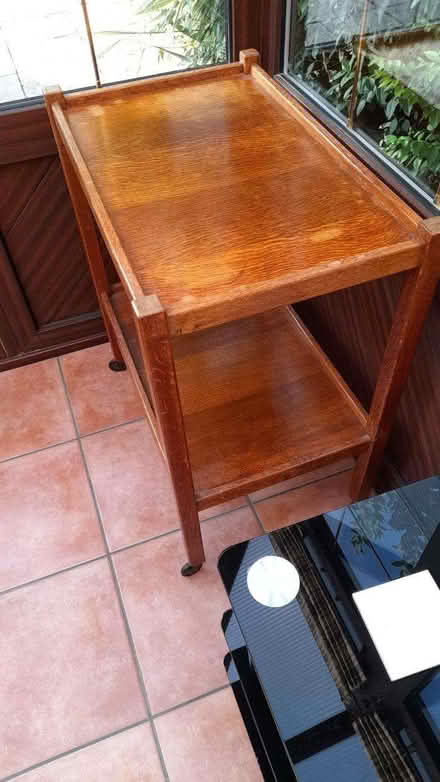 Photo of free Wooden trolley on wheels (Orton Waterville PE2) #1