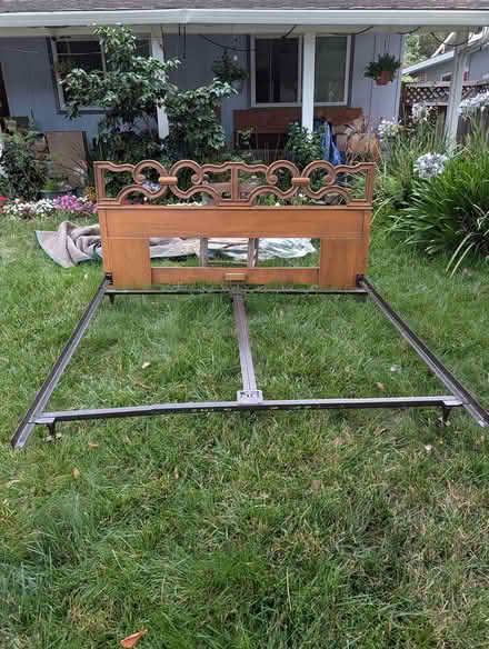 Photo of free Queen wood headboard w/metal frame (San Jose) #1