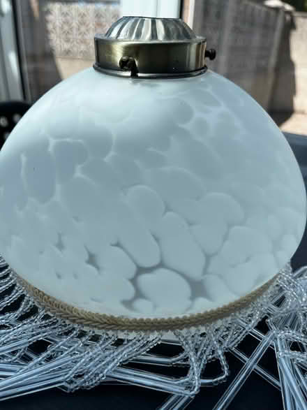 Photo of free Two glass lampshades with beaded fringe (Greaves LA1) #1