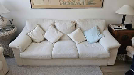 Photo of free Three Seater Cream Fabric Sofa (Lower Assendon RG9) #1