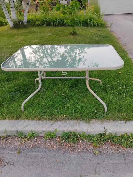 Photo of free 6 person glass top patio table, KW (Westvale, Waterloo) #1