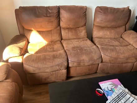 Photo of free Suede sofa in excellent condition (Wattsville NP11) #1