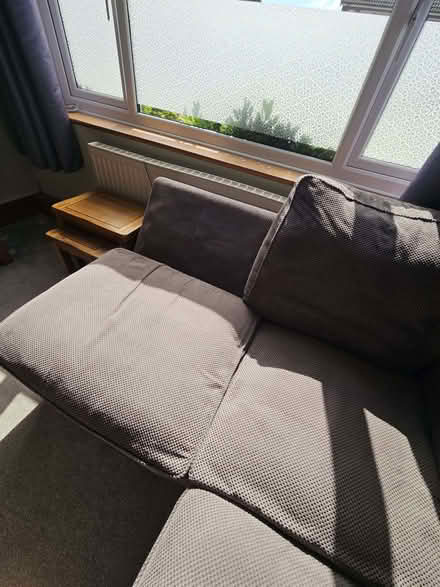 Photo of free Mid-Grey Corduroy Corner Sofa & Footstool | Oak Feet | (Rothley LE12) #4