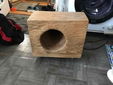 Photo of free Heavy wood block on wheels (Lynn) #1
