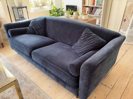 Photo of free Velvet blue three seater sofa (Sydenham SE26) #1