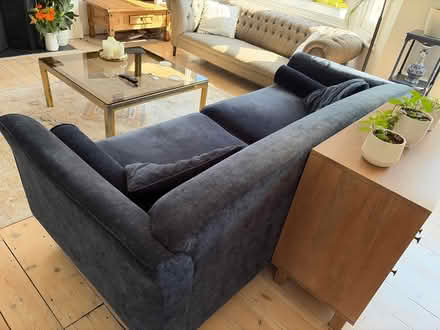 Photo of free Velvet blue three seater sofa (Sydenham SE26) #3