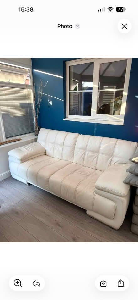 Photo of free White Leather Sofa & Chair (Handsworth S13) #1