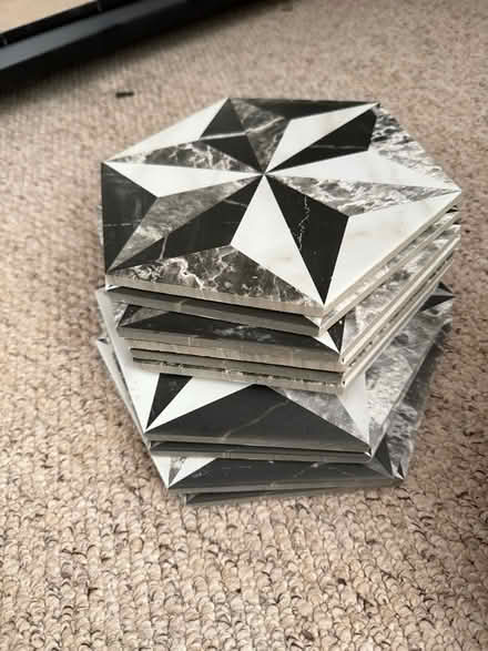 Photo of free Black/white/grey hexagon tiles (Chiswell Green AL2) #1