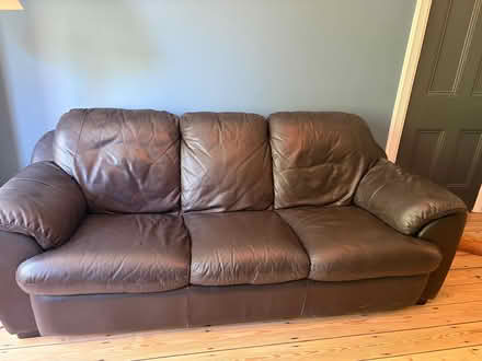 Photo of free Brown Leather sofa and armchair (Blackleach PR4) #1