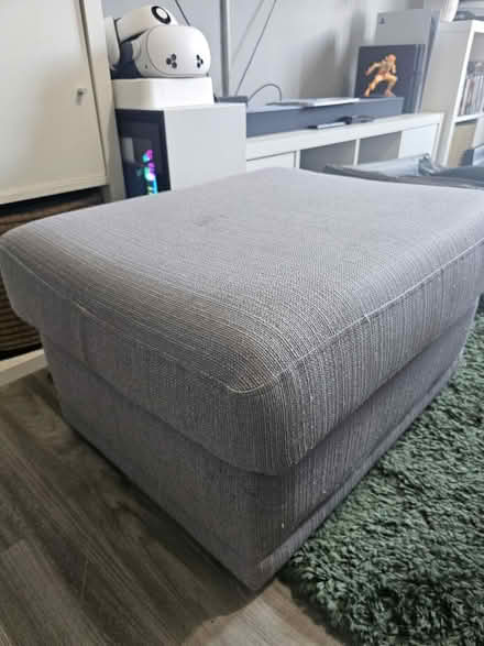 Photo of free Comfy grey footstool (Clapham Common SW4) #1
