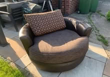 Photo of free Large Brown Leather & Fabric Swivel Cuddle Chair / Love Seat (Cheadle Hulme SK8) #1