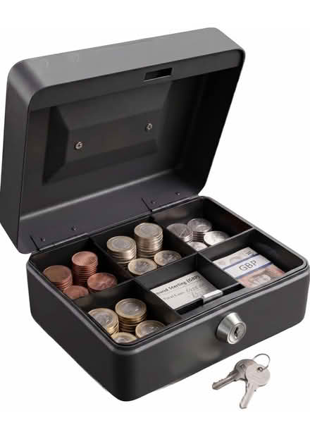Photo of Money Tin / folding table (Canford Heath BH17 8) #1
