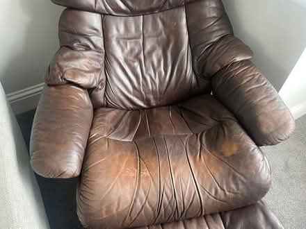 Photo of free 2 leather recliners &footstalls (Folkestone CT19) #4