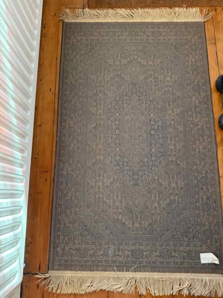 Photo of free Small blue & gold fringed rug (Salford M30) #2