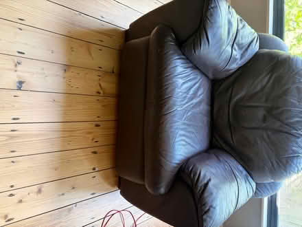 Photo of free Brown Leather sofa and armchair (Blackleach PR4) #2
