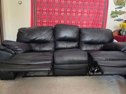 Photo of free Black Leather Reclining Sofa (Ravenna) #2
