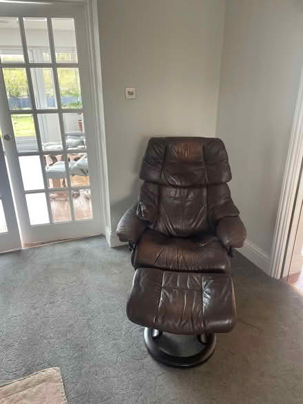 Photo of free 2 leather recliners &footstalls (Folkestone CT19) #2