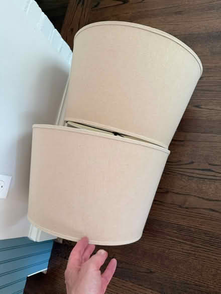 Photo of free 2 - 10” High Linen Drum Lampshades (North Cleveland Park) #1