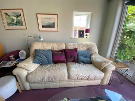 Photo of free Two cream leather sofas will separate (Southport PR8) #1
