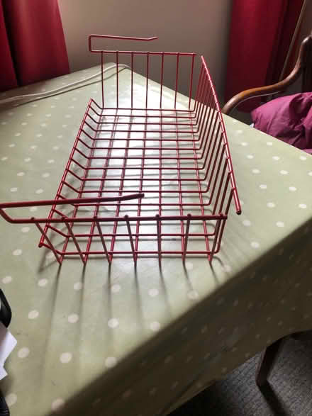 Photo of free Basket to hang under a shelf. Wire covered in red plastic (Headington OX3) #1