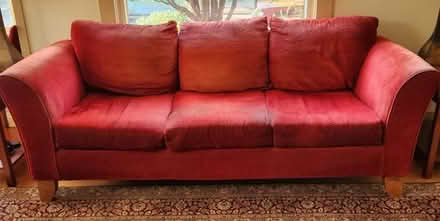 Photo of free Comfy Red Sofa or Couch (East of Ballard High School) #1