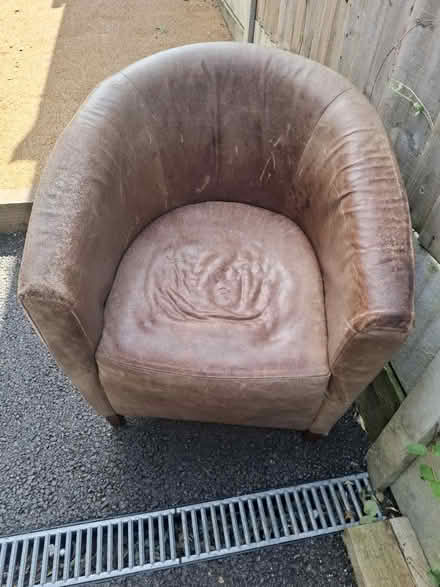 Photo of free Old leather tub chair (BA2 Oldfield Park) #1