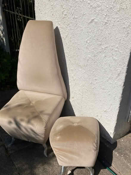 Photo of free Beige designer chair and matching stool (Maxwelltown DG2) #1