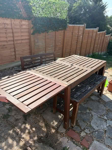 Photo of free Garden table and two benches (Chislehurst BR7) #2
